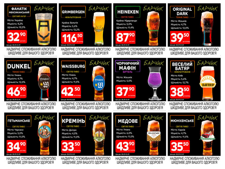 Барчик: Акції на розливне пиво з 08.09 по 21.09.25