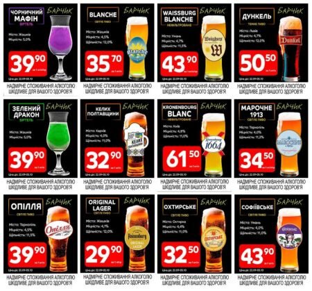 Барчик: Акції на розливне пиво з 22.09 по 05.10.25