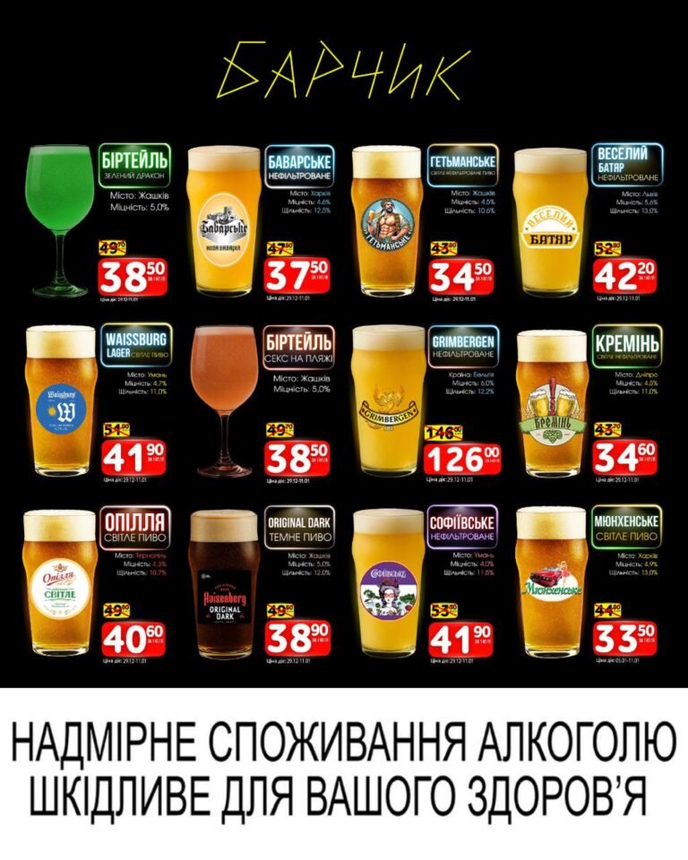 Барчик Акції на Розливне Пиво з 29.12 по 11.01.26 року