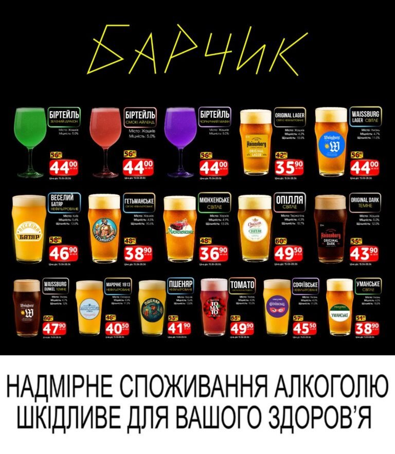 Барчик Акції на Розливне пиво із 15 по 28 червня 2026 року